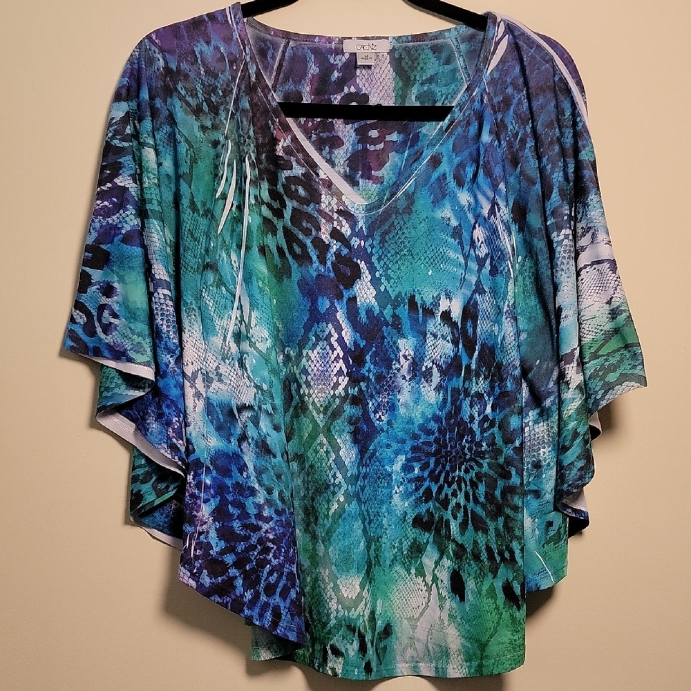Cache vintage butterfly style multicolor top.  Size Medium. EUC
